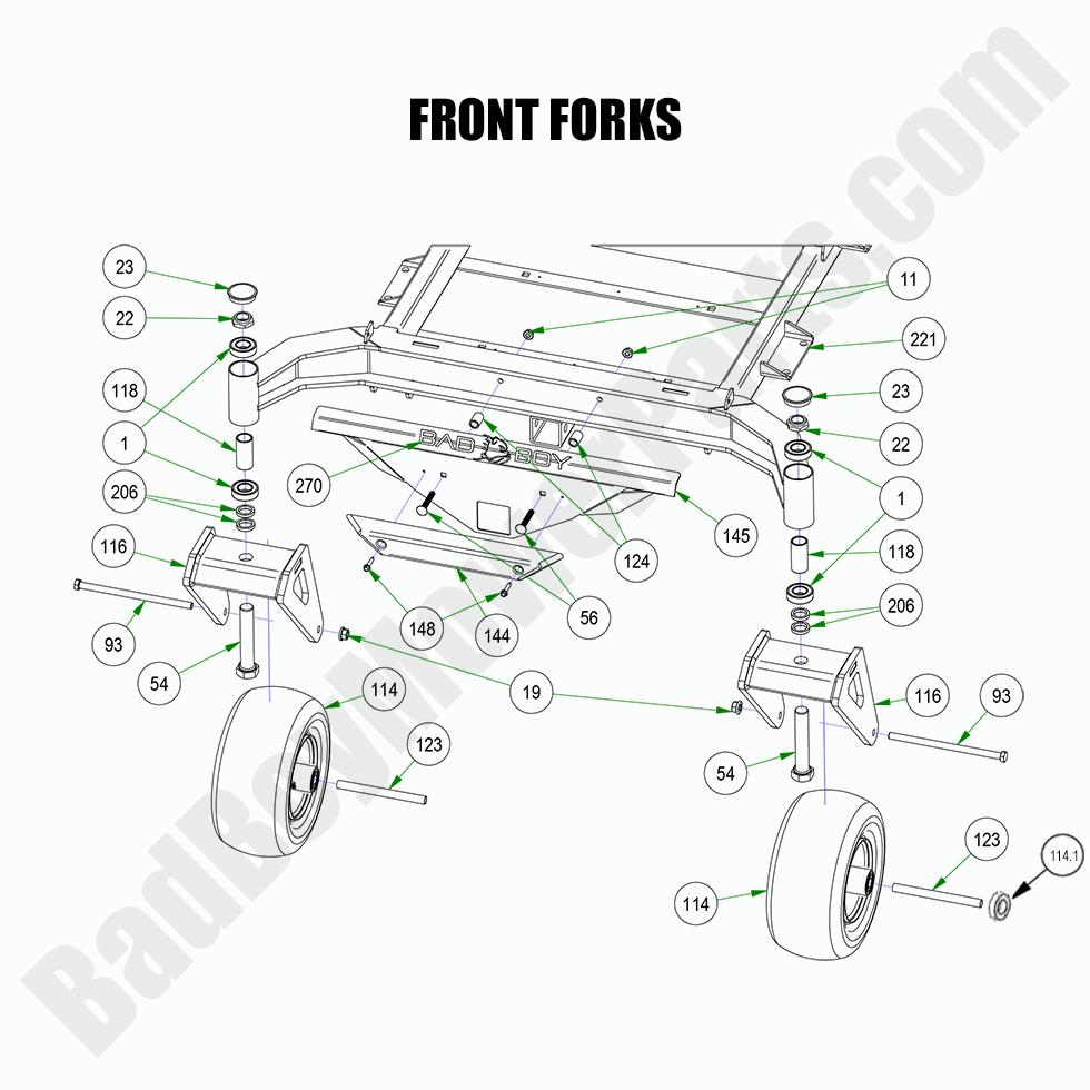 2851 - Bad Boy Mower Parts Lookup > 2022 > Rebel > Front Forks